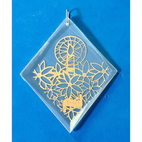 1997 Holiday Treasures Collectors’ Acrylic Lighted Candle Poinsettias Ornament - Picture 6 of 14